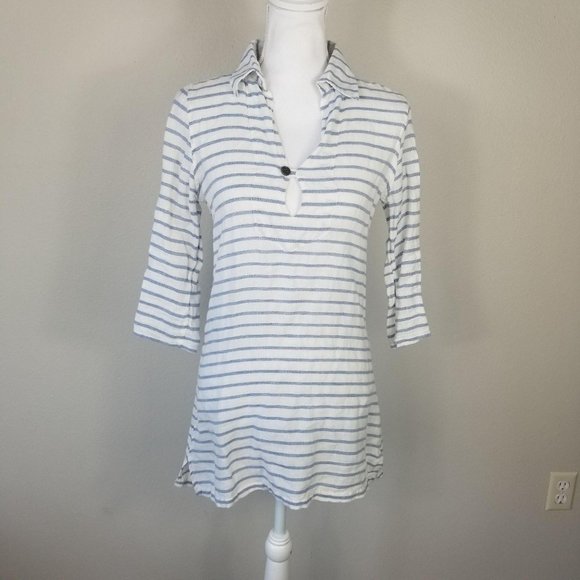 The Shirt / XS / Blue and White Linen Shirt - Picture 1 of 6